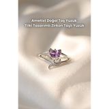 Elifsu Jewelry Ametist Doğal Taş Yüzük Tilki Tasarımlı Zirkon Taşlı Yüzük
