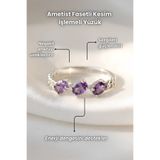 Elifsu Jewelry Ametist Fasetli Kesim İşemeli Yüzük