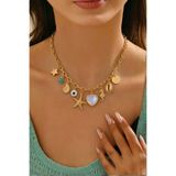 Elifsu Jewelry Deniz Yıldızı Opalit Taşlı Çelik Charm Kolye Yaz Temalı Charmlı İstridye Model