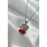 Elifsu Jewelry Hello Kitty Elbiseli Işıltılı Açılır Kapaklı Anı Kolyesi Fotoğraf Koyulabilir