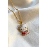 Elifsu Jewelry Hello Kitty Parıltılı Taş Detaylı Çelik Kolye