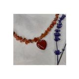 Elifsu Jewelry Kırmızı Akik (Karnelyan) Taşı Kalp Uçlu Kırıktaş Doğal Taş Kolye