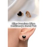 Elifsu Jewelry Klips Küpe Mat Kalpli Zirkon Taşlı Deliksiz Küpe Premium Tasarım Kulak Deliği Gerekmez