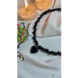 Elifsu Jewelry Obsidyen Taş Kırıktaş Kalpli Kolye