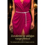 ELİGEQUEEN Oval Tokalı Zirkon Taşlı Kadın Kemer Abiye Kemer, 2 Sıralı, 100 cm, Elbise, Etek, Pantalon, Ceket Kemeri Bel Aksesuarı