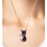Elika Silver 925 Ayar Kedi Model Kadın Gümüş Kolye