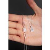 Elika Silver Kadın Baget Model 925 Ayar Gümüş Kolye Bileklik Set