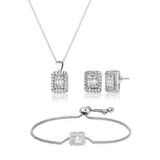 Elika Silver Kadın Baget Taşlı Kolye Küpe Bileklik Set