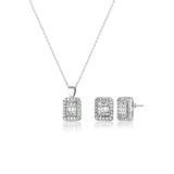 Elika Silver Kadın Baget Taşlı Kolye Küpe Set