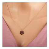 Elika Silver Kadın Kar Tanesi Siyah Nano Zirkon Taşlı Rose Gold Kaplama 925 Ayar Gümüş Kolye