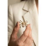 Elika Silver Tasarım Örümcek Model Zirkon Taşlı Gold Broş