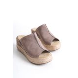 Elile Shoes Hakiki Deri Yumuşak Tabanlı Dolgu Topuk Terlik
