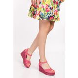 Elile Shoes Hakiki Fuşya Deri Topuklu Sandalet 34-35-41-42-43-44 Numara