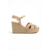 Elile Shoes Hakiki Süet Deri 34-35-36-37-38-39-40-41-42-43-44 Numara Kadın Dolgu Topuklu Sandalet