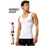 Elilom Beyaz Erkek Korse Shapewear Atlet Göbek Ve Göğüs Toparlayıcı Dik Duruş Sıkılaştırıcı Fit BEYAZ M