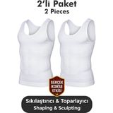 Elilom Erkek Korse Atlet 2’li Paket – Bel, Göğüs ve Göbek Toparlayıcı, Destekleyici ve Sıkılaştırıcı Beyaz - 3XL