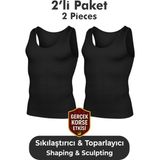 Elilom Erkek Korse Atlet 2’li Paket – Bel, Göğüs ve Göbek Toparlayıcı, Destekleyici ve Sıkılaştırıcı Siyah