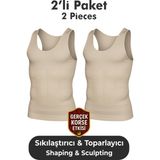 Elilom Erkek Korse Atlet 2’li Paket – Bel, Göğüs ve Göbek Toparlayıcı, Destekleyici ve Sıkılaştırıcı Ten - 2XL