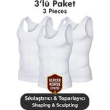 Elilom Erkek Korse Atlet 3’lü Paket – Bel, Göğüs ve Göbek Toparlayıcı, Destekleyici ve Sıkılaştırıcı Beyaz - 3XL - 00-Beyaz