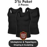 Elilom Erkek Korse Atlet 3’lü Paket – Bel, Göğüs ve Göbek Toparlayıcı, Destekleyici ve Sıkılaştırıcı Siyah - 000-Siyah