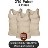 Elilom Erkek Korse Atlet 3’lü Paket – Bel, Göğüs ve Göbek Toparlayıcı, Destekleyici ve Sıkılaştırıcı Ten - 2XL - Ten - Bej