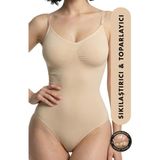 Elilom Kadın Bel Şekillendirici Toparlayıcı Zıbın Korse Ayarlanabilir Askılı Alttan Çıtçıtlı Ten Body - 2XL - 3XL