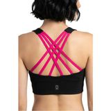 Elilom Kadın Yüksek Destekli Spor Sütyeni Siyah Neon Çapraz Sırt Çıkarılabilir Pedli - XL - Siyah - Neon