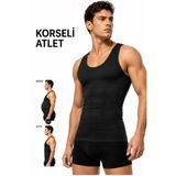 Elilom Siyah Erkek Korse Shapewear Atlet Göbek Ve Göğüs Toparlayıcı Dik Duruş Sıkılaştırıcı Fit SİYAH S