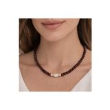 elinasaccessories Granat (Garnet) Doğal Taş Kolye – Barok İnci Detaylı El Yapımı 14k Kadın Kolye