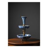 Elips Hediyelik Pirinç & Porselen İki Katlı Kurabiyelik Şekerlik 21*37Cm