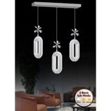 Elips Model 3"lü Gümüş 3 Renk Modu Yemek Masası Oturma Çocuk Yatak Odası Modern Ledli Avize