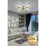 Elips Model 4"lü Gold 3 Renk Modu Ledli Modern Tavana Sıfır Salon Mutfak Yatak Odası LED Avize - Altın