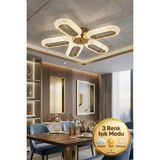 Elips Model 5"li Gold 3 Renk Modu Ledli Modern Tavana Sıfır Salon Mutfak Yatak Odası LED Avize - Altın