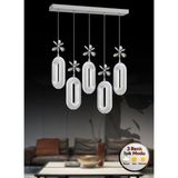 Elips Model 5"li Gümüş 3 Renk Modu Yemek Masası Oturma Çocuk Yatak Odası Modern Ledli Avize