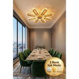 Elips Model 8'li Gold 3 Renk Modu Ledli Tavana Sıfır Salon Mutfak Çocuk Yatak Odası LED Avize - Gümüş