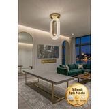 Elips Model Plafonyer Tavana Sıfır Gold 3 Renk Modu Koridor Yatak Odası Çocuk Odası LED Avize