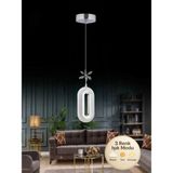 Elips Tekli Gümüş Ledli Kristal Taşlı LED Avize 3 Renk Modu Oturma Odası Yatak Odası LED Avize