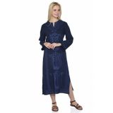 Eliş Şile Bezi 222.02 Kaftan Lacivert Simli Kadın Elbise