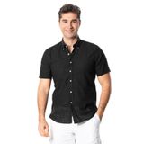 Eliş Şile Bezi Ada Şile Bezi Kısa Kol Yazlık Gömlek, 2XL, 171.21, Siyah, Erkek