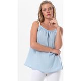 Eliş Şile Bezi Askılı Alaçatı Yazlık Müslin Bluz Buz Mavi Bmv - L - XL