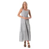 Eliş Şile Bezi Askılı Kare Yaka Uzun Elbise, L/XL, 124.10, Siyah Çizgili, Kadın