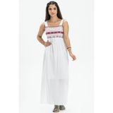Eliş Şile Bezi Askılı Şile Bezi Latin Uzun Elbise, L/XL, 224.07, Beyaz, Kadın