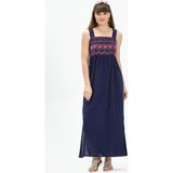 Eliş Şile Bezi Askılı Şile Bezi Latin Uzun Yazlık Otantik Elbise Mor Mor - S - M