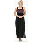 Eliş Şile Bezi Askılı Şile Bezi Latin Uzun Yazlık Otantik Elbise Siyah Syh - 2XL - 3XL
