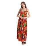 Eliş Şile Bezi Askılı Viskon Uzun Elbise, L/XL, 624.01, Etnik Turuncu, Kadın