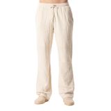 Eliş Şile Bezi Beli Lastikli Çift Cepli Çizgili Müslin Yazlık Pantolon, M, 212.16, Çizgili Krem, Erkek