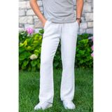 Eliş Şile Bezi Beli Lastikli Multi Çift Cepli Müslin Kadın/Erkek Unisex Yazlık Pantolon, S, 540.29, Beyaz, Unisex Yetişkin