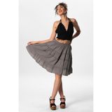 Eliş Şile Bezi Benan Beli Lastikli Kısa Yazlık Müslin Etek Gri Gri - S - M