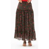 Eliş Şile Bezi Buse Vual Uzun Yazlık Etek Tomurcuk Desen, L/XL, ETK.K.0010, Yeşil, Kadın