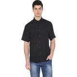 Eliş Şile Bezi Büyük Beden Kısa Kol Şile Bezi Erkek Gömlek Siyah - 4XL